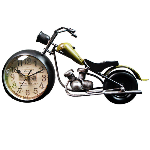 Handcrafted Retro Motorcycle Model with Clock Desk Toy for Biker - stirlingkit
