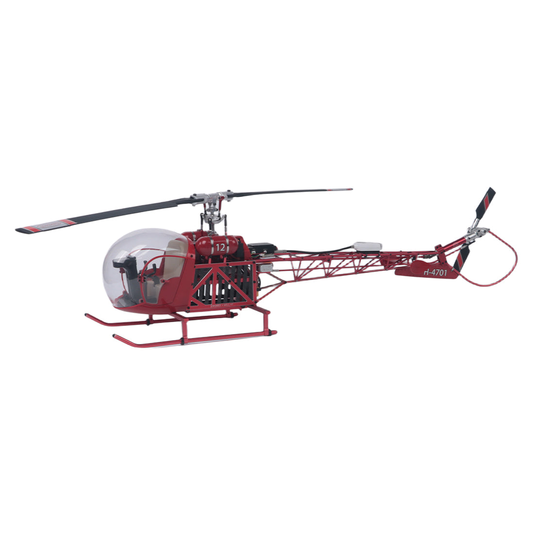 WOLFBUSH CNC Aluminum 450 Size Bell-47 Scale RC Helicopter FPV RTF with H1 pro Flight Controller - stirlingkit