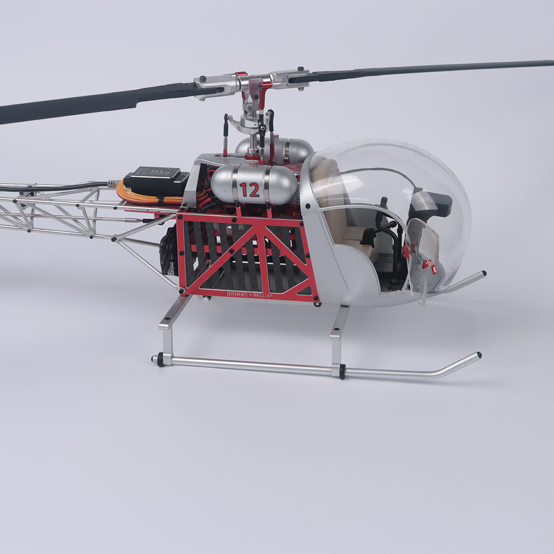WOLFBUSH CNC Aluminum 450 Size Bell-47 Scale RC Helicopter FPV RTF with H1 pro Flight Controller - stirlingkit