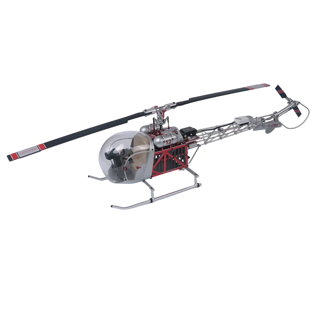 WOLFBUSH CNC Aluminum 450 Size Bell-47 Scale RC Helicopter FPV RTF with H1 pro Flight Controller - stirlingkit