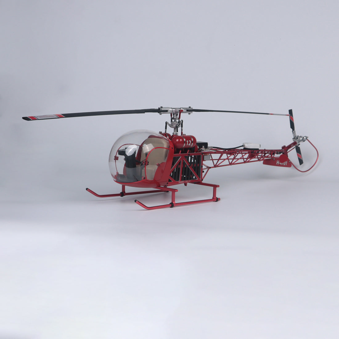 WOLFBUSH CNC Aluminum 450 Size Bell-47 Scale RC Helicopter FPV RTF with H1 pro Flight Controller - stirlingkit