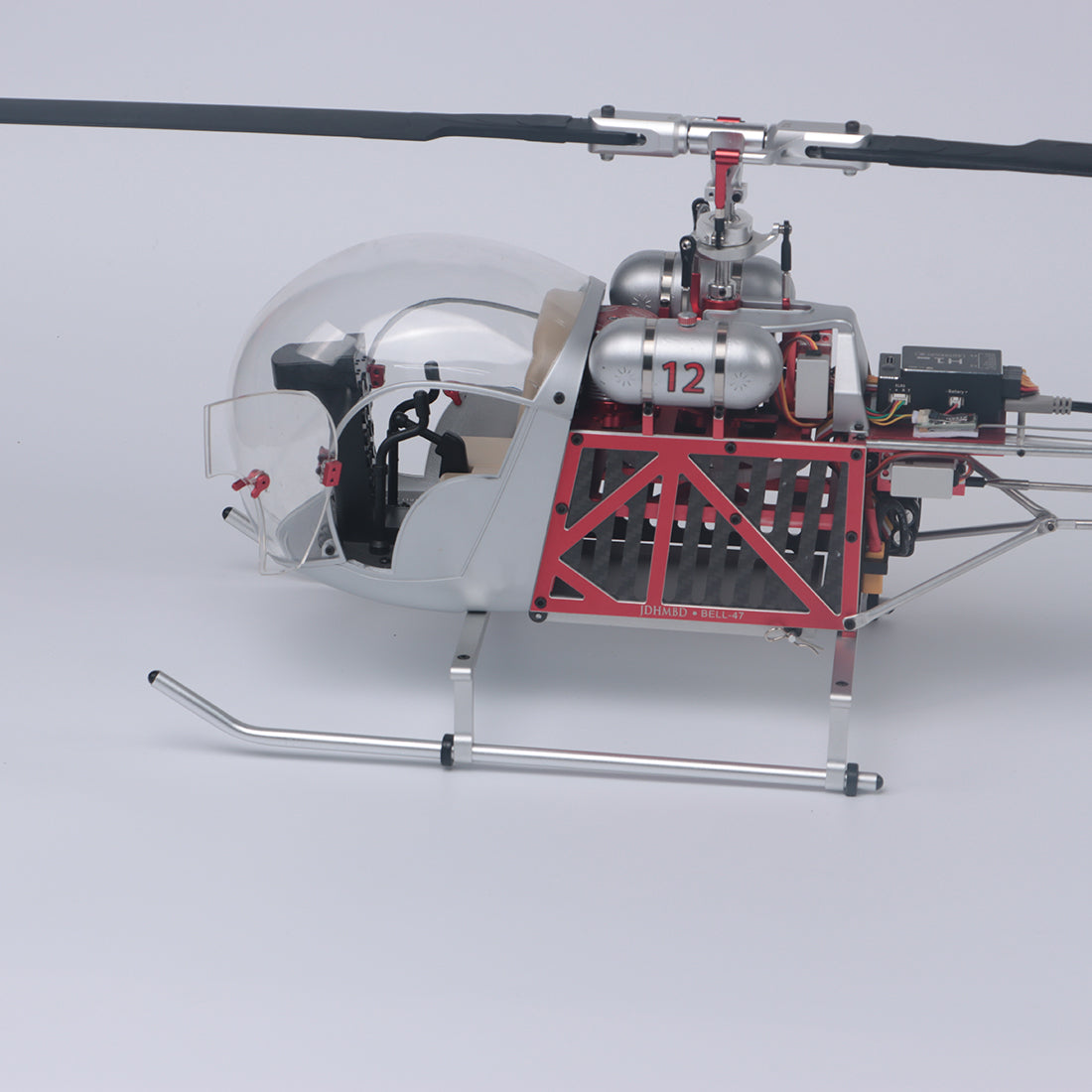 WOLFBUSH CNC Aluminum 450 Size Bell-47 Scale RC Helicopter FPV RTF with H1 pro Flight Controller - stirlingkit