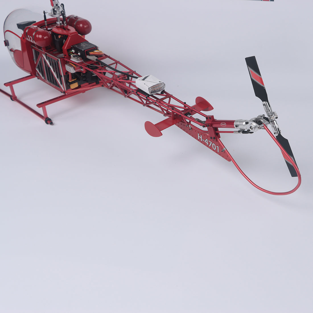 WOLFBUSH CNC Aluminum 450 Size Bell-47 Scale RC Helicopter FPV RTF with H1 pro Flight Controller - stirlingkit