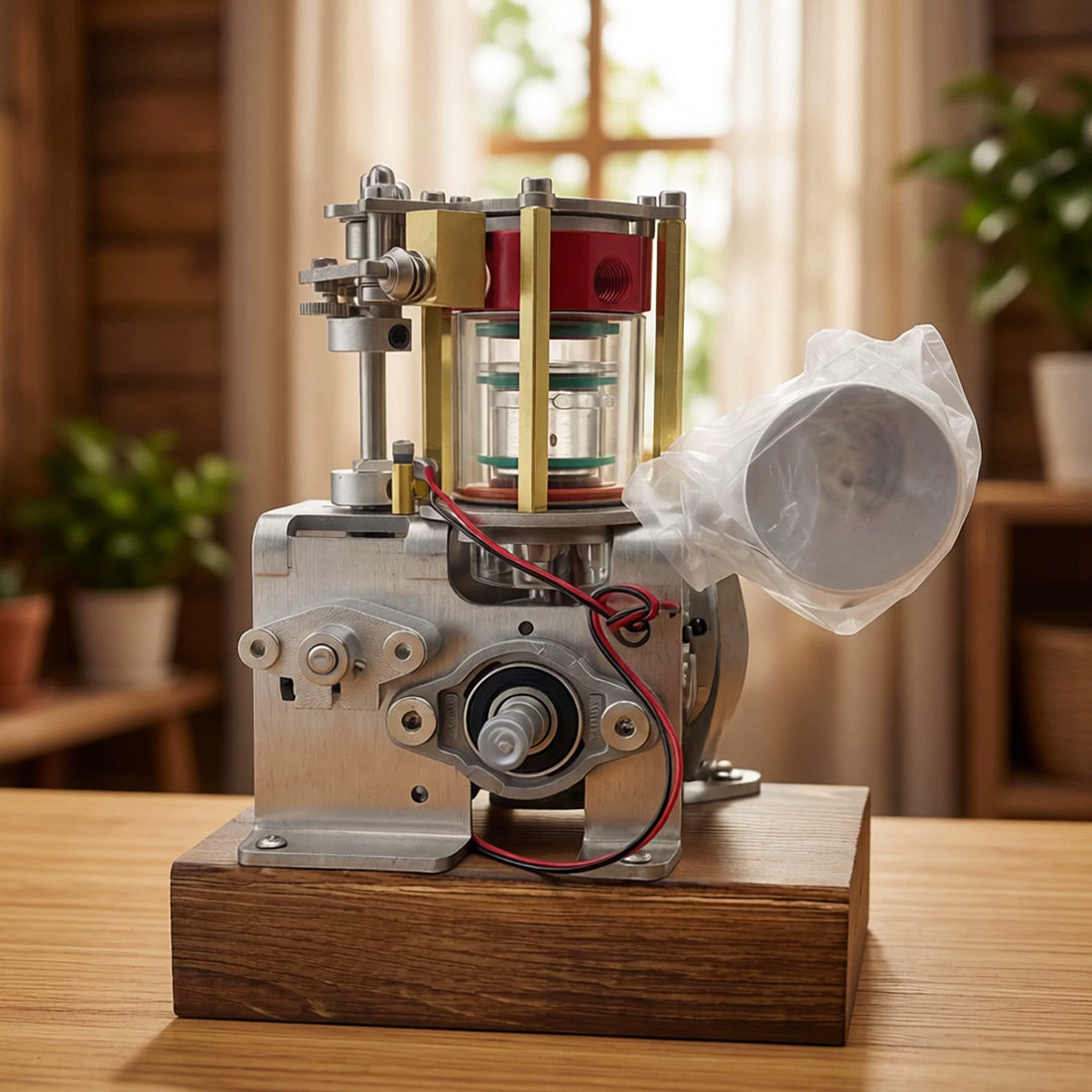 Alcohol-Powered Transparrent 16cc Four-Stroke Engine Model for Teaching Demonstration - stirlingkit