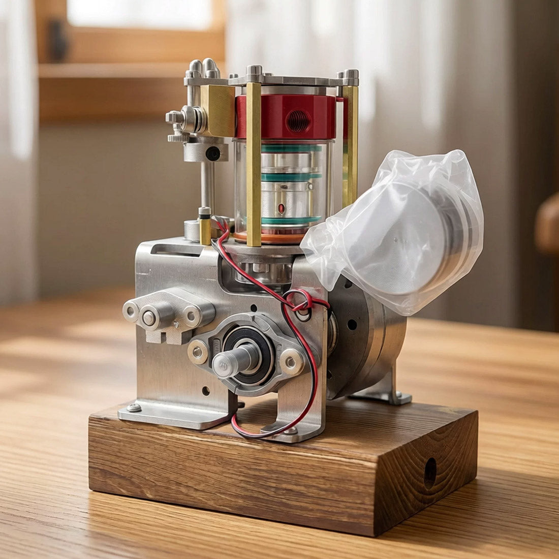 Alcohol-Powered Transparrent 16cc Four-Stroke Engine Model for Teaching Demonstration - stirlingkit