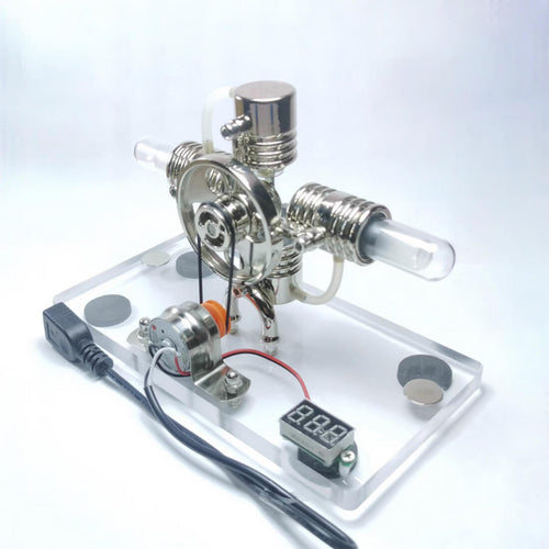 Alpha Hot Air Horizontal Opposed Generator Stirling Engine Model Science Toy - stirlingkit