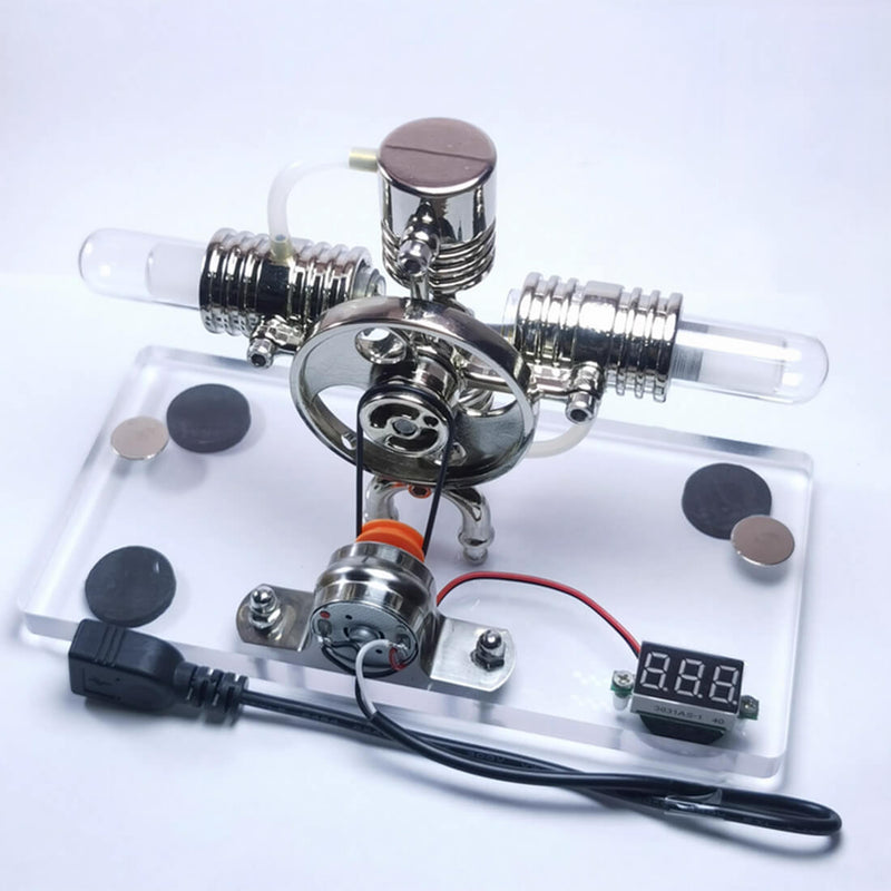 Alpha Hot Air Horizontal Opposed Generator Stirling Engine Model Science Toy - stirlingkit