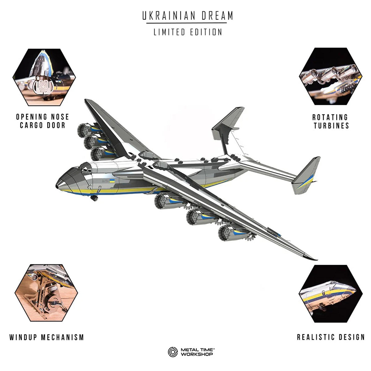 AN-225 MRIYA Aircraft Model Kit Stainless Steel 3D Metal Puzzle for Aviation Lovers - stirlingkit
