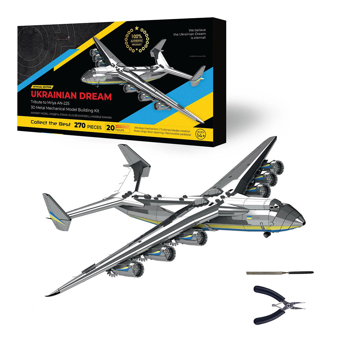 AN-225 MRIYA Aircraft Model Kit Stainless Steel 3D Metal Puzzle for Aviation Lovers - stirlingkit