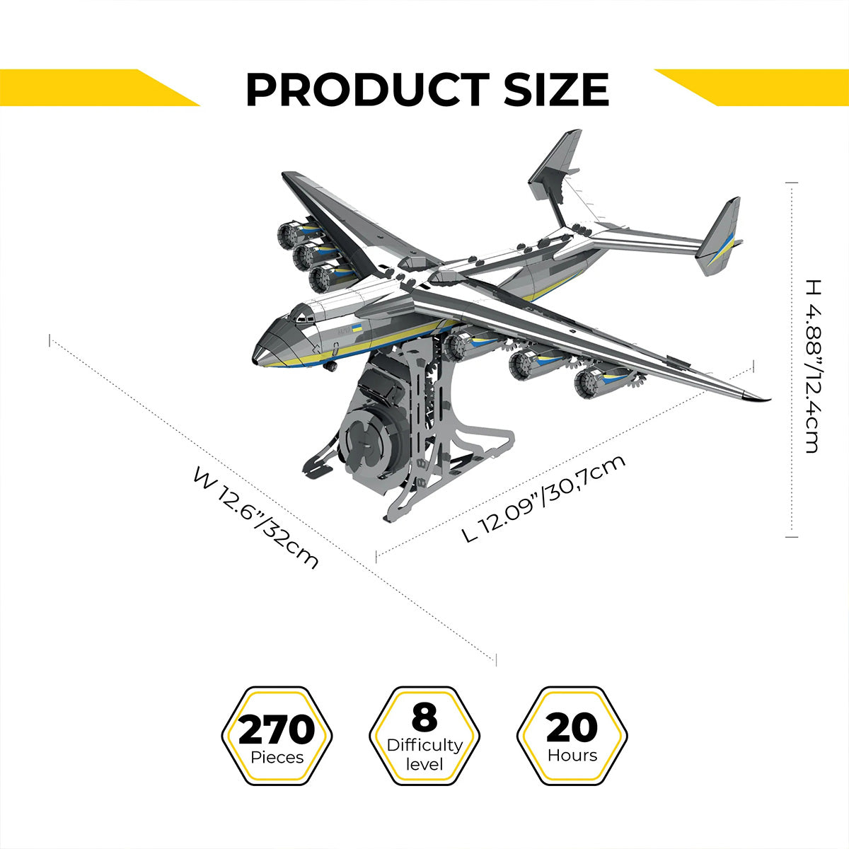 AN-225 MRIYA Aircraft Model Kit Stainless Steel 3D Metal Puzzle for Aviation Lovers - stirlingkit
