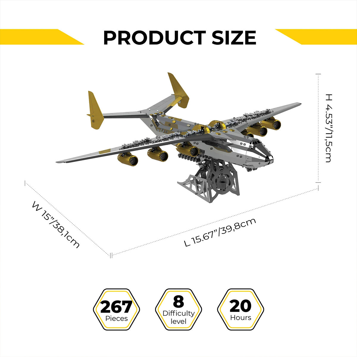 AN-225 MRIYA Aircraft Model Kit Stainless Steel 3D Metal Puzzle for Aviation Lovers - stirlingkit