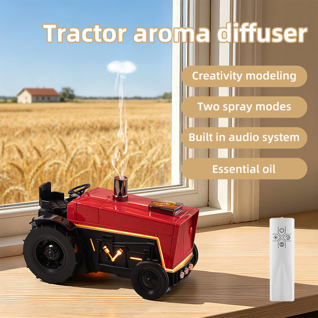 Antique Tractor Essential Oil Aroma Diffuser with Wireless Bluetooth Speaker - stirlingkit