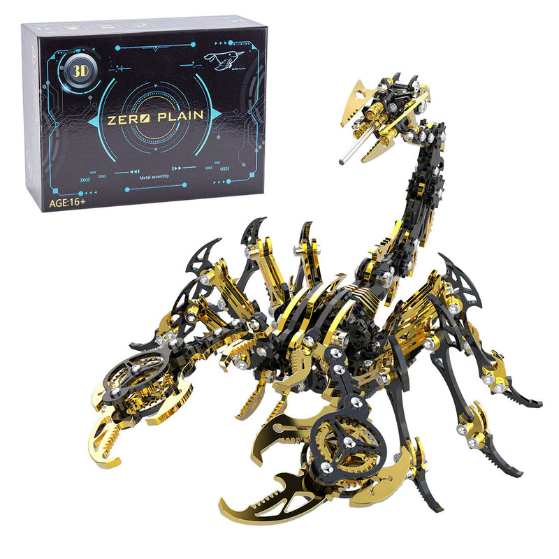 Black & Golden 3D Stainless Steek DIY Scorpion Metal Model Kits - stirlingkit