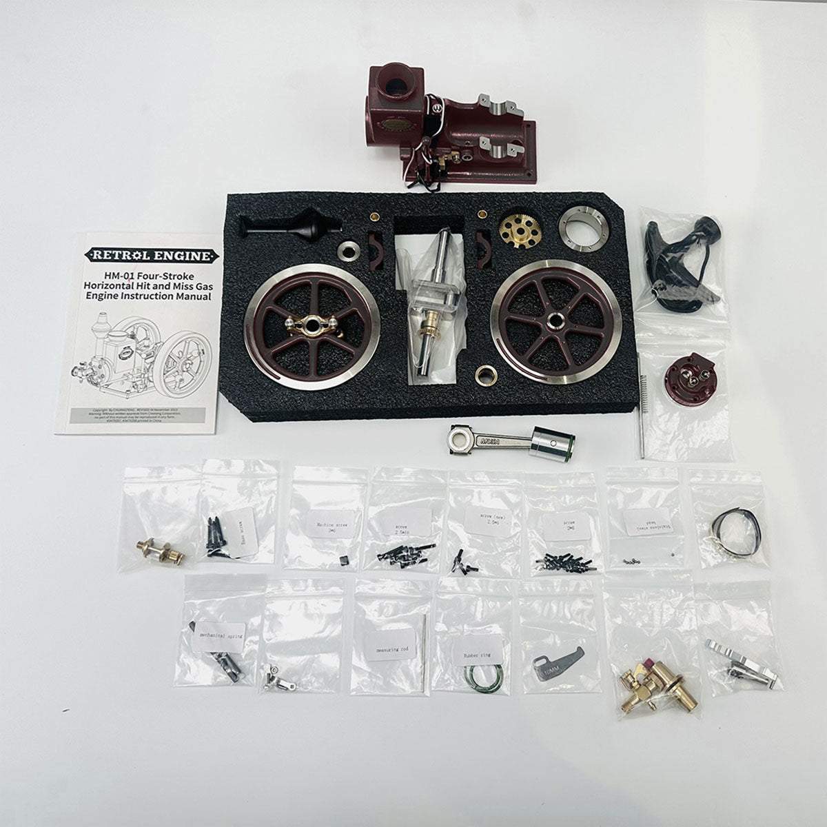 RETROL HM-01 Hit and Miss Engine Full Set with Stationary Engine Cart - stirlingkit