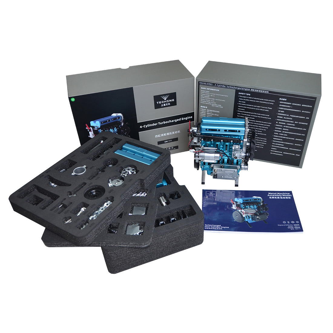 TECHING Construisez vos propres kits de moteur 4 cylindres pour adultes avec turbocompresseur DM111 Upgrade