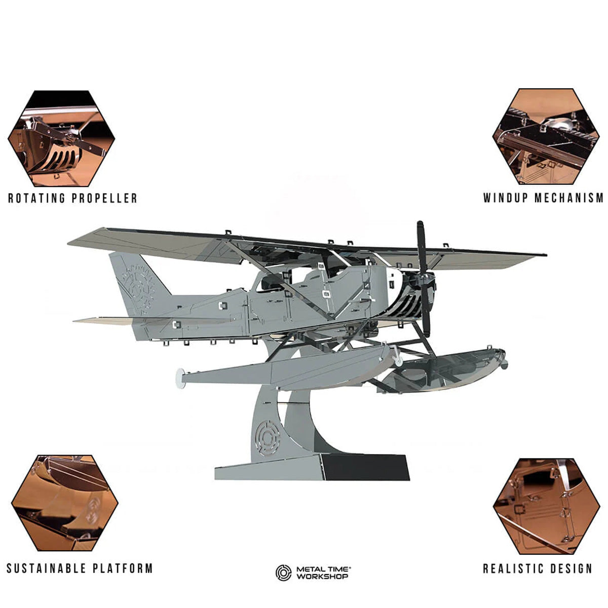 BREEZE DRIFTER CESSNA Seaplane 3D Metal Aircraft Model Kit - stirlingkit