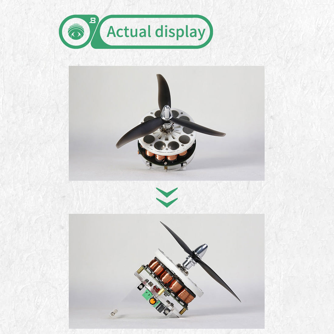 Brushless DC Propeller Motor 12N14P 3-Blade Electromagnetic Coil Motor 1000-1500r/min - stirlingkit