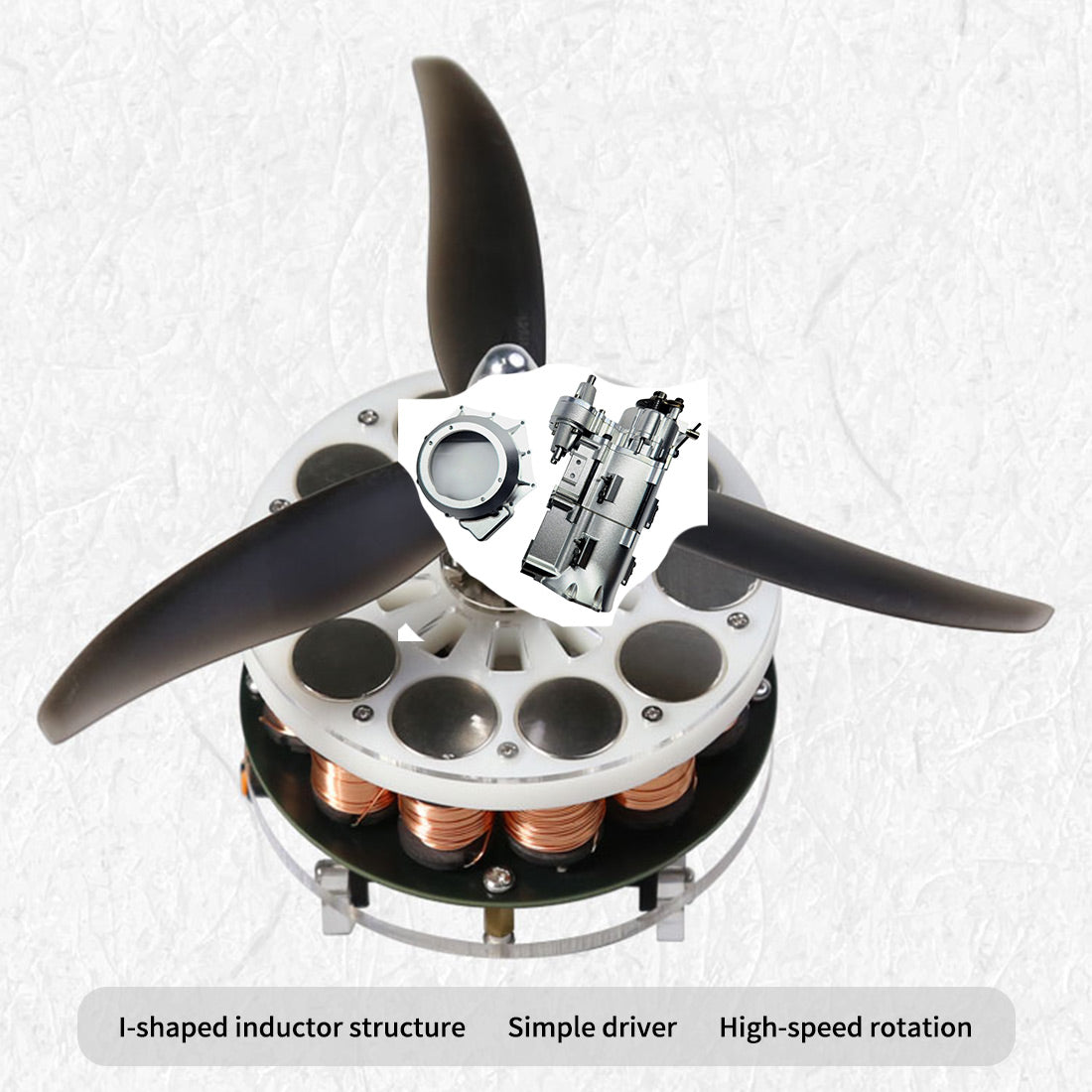 Brushless DC Propeller Motor 12N14P 3-Blade Electromagnetic Coil Motor 1000-1500r/min - stirlingkit