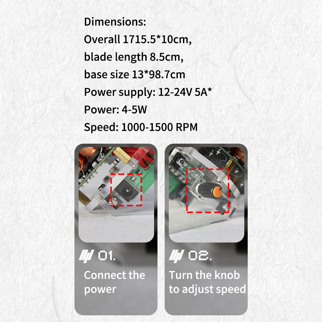 Brushless DC Propeller Motor 12N14P 3-Blade Electromagnetic Coil Motor 1000-1500r/min - stirlingkit