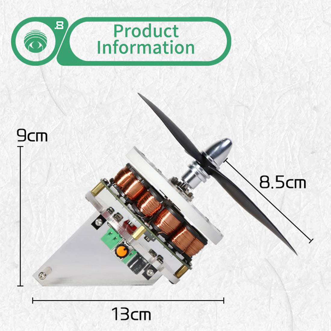 Brushless DC Propeller Motor 12N14P 3-Blade Electromagnetic Coil Motor 1000-1500r/min - stirlingkit