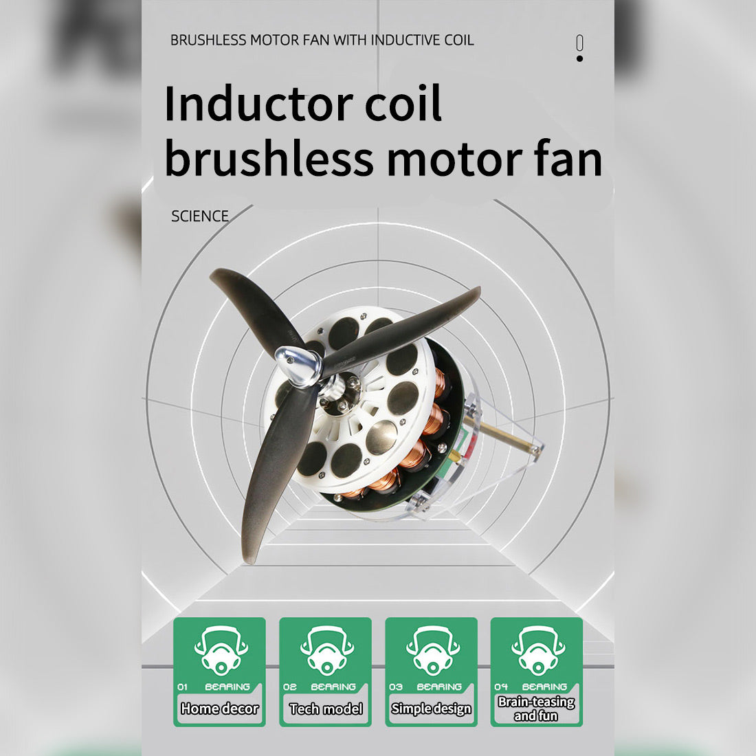 Brushless DC Propeller Motor 12N14P 3-Blade Electromagnetic Coil Motor 1000-1500r/min - stirlingkit