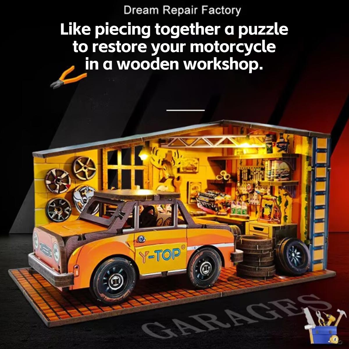 Build Your Own Car Garage  3D Wooden DIY Model Building Kits 200+PCS - stirlingkit