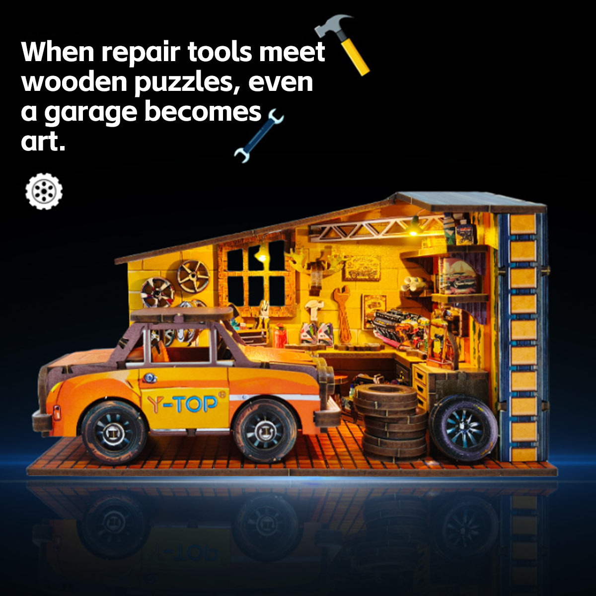 Build Your Own Car Garage  3D Wooden DIY Model Building Kits 200+PCS - stirlingkit