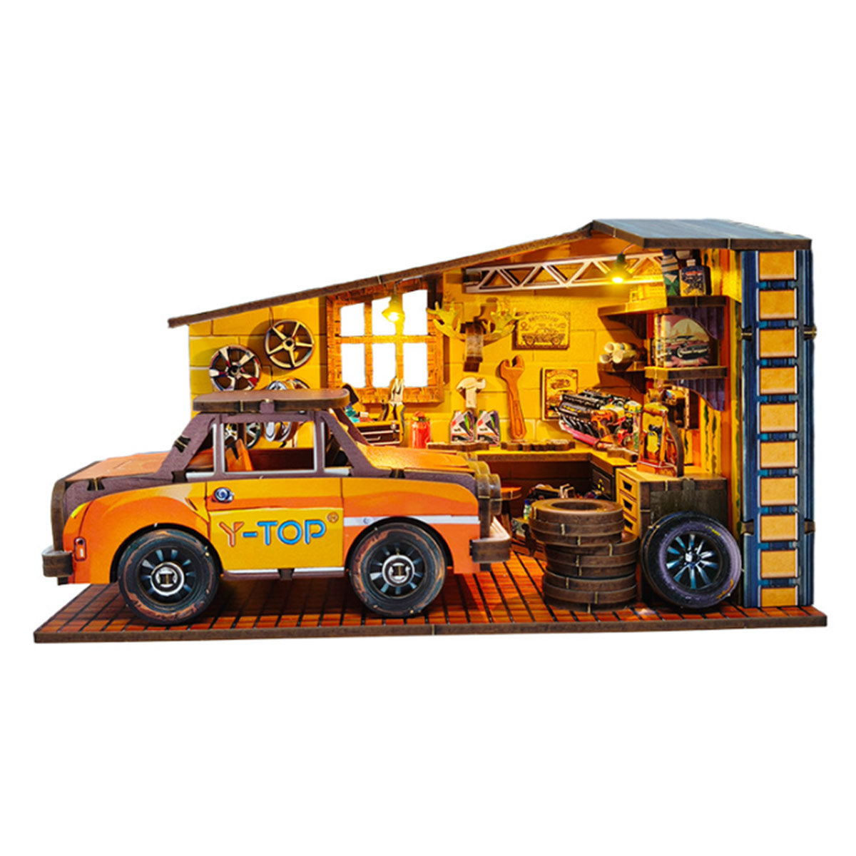 Build Your Own Car Garage  3D Wooden DIY Model Building Kits 200+PCS - stirlingkit