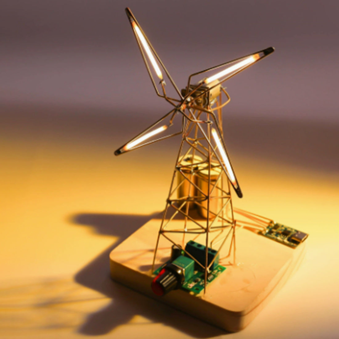 Build Your Own Dutch Windmill Desk Lamp Circuit Sculpture DIY Kits - stirlingkit