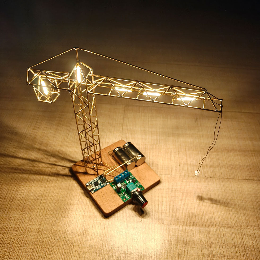 Build Your Own Mini Tower Crane Desk Lamp Circuit Sculpture - stirlingkit