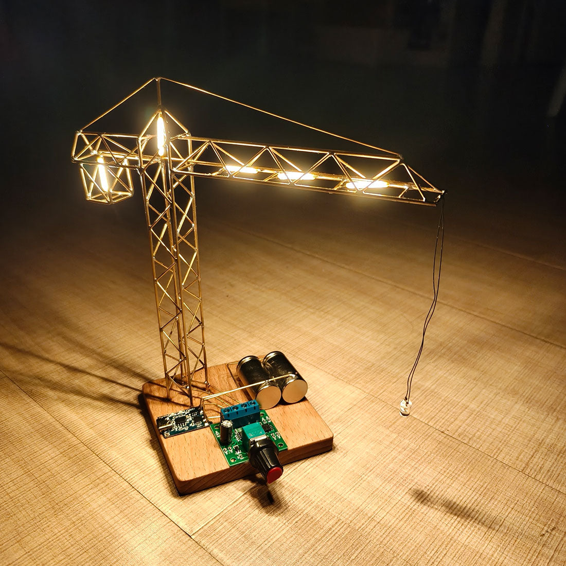 Build Your Own Mini Tower Crane Desk Lamp Circuit Sculpture - stirlingkit