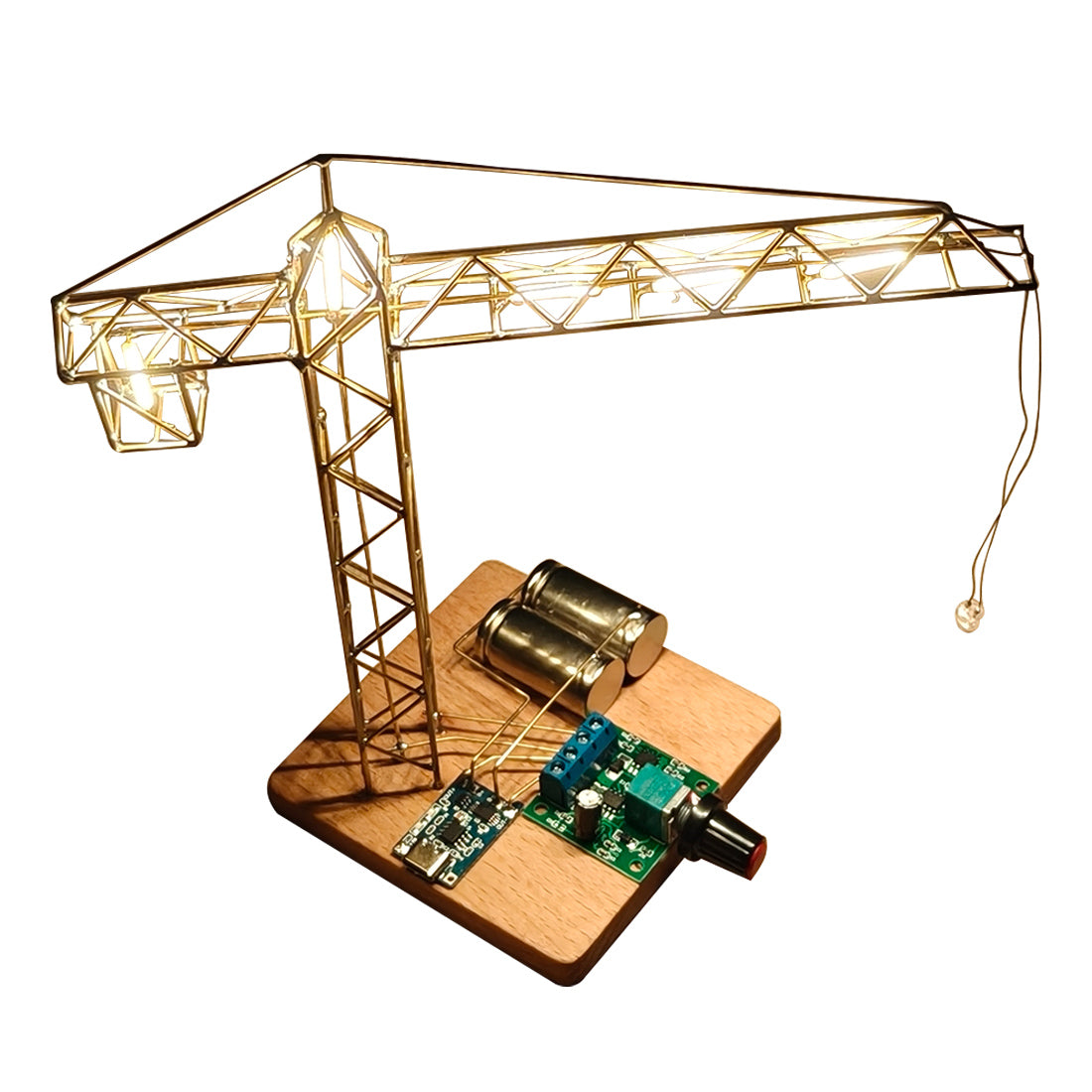 Build Your Own Mini Tower Crane Desk Lamp Circuit Sculpture - stirlingkit