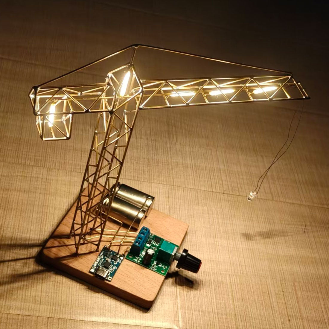 Build Your Own Mini Tower Crane Desk Lamp Circuit Sculpture - stirlingkit