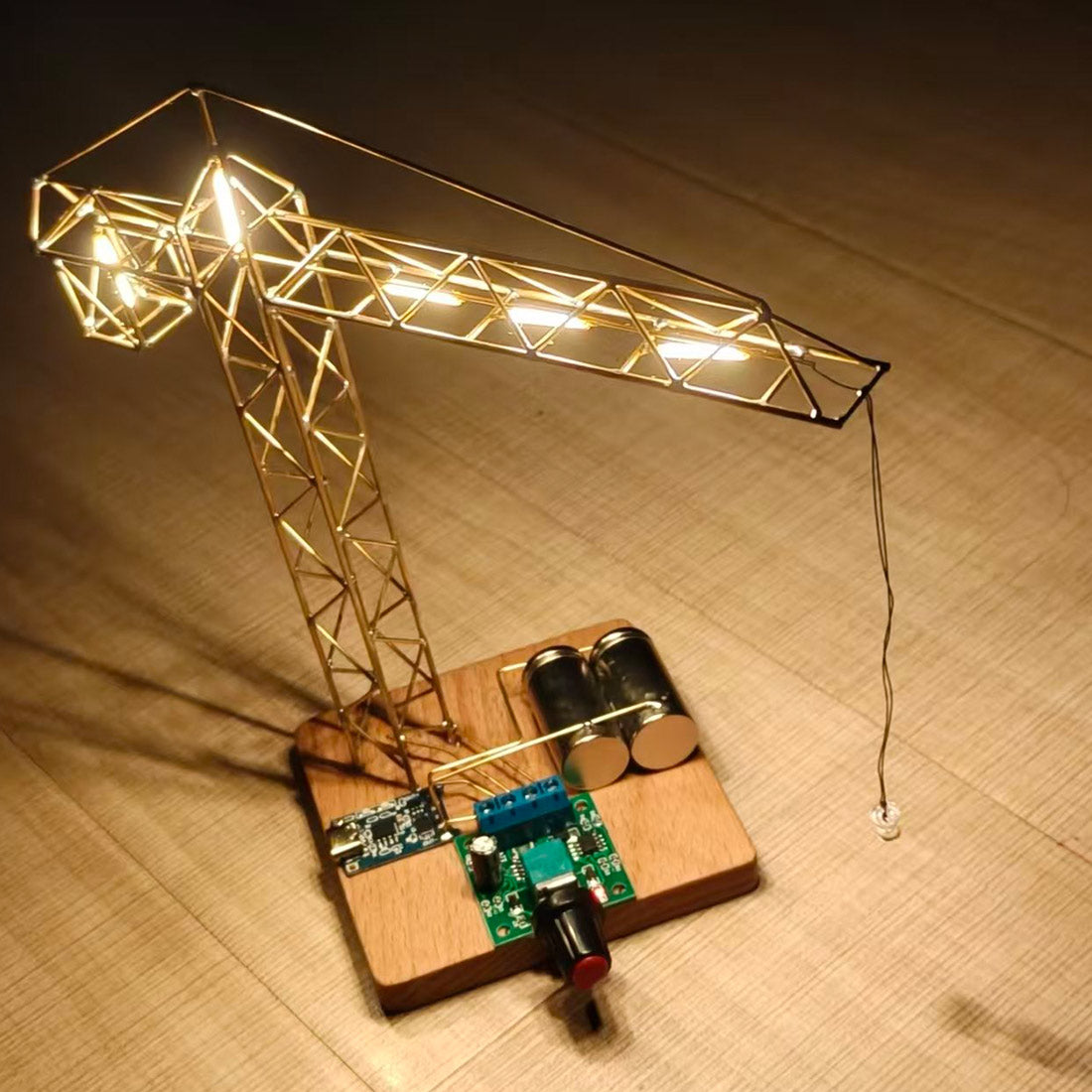 Build Your Own Mini Tower Crane Desk Lamp Circuit Sculpture - stirlingkit