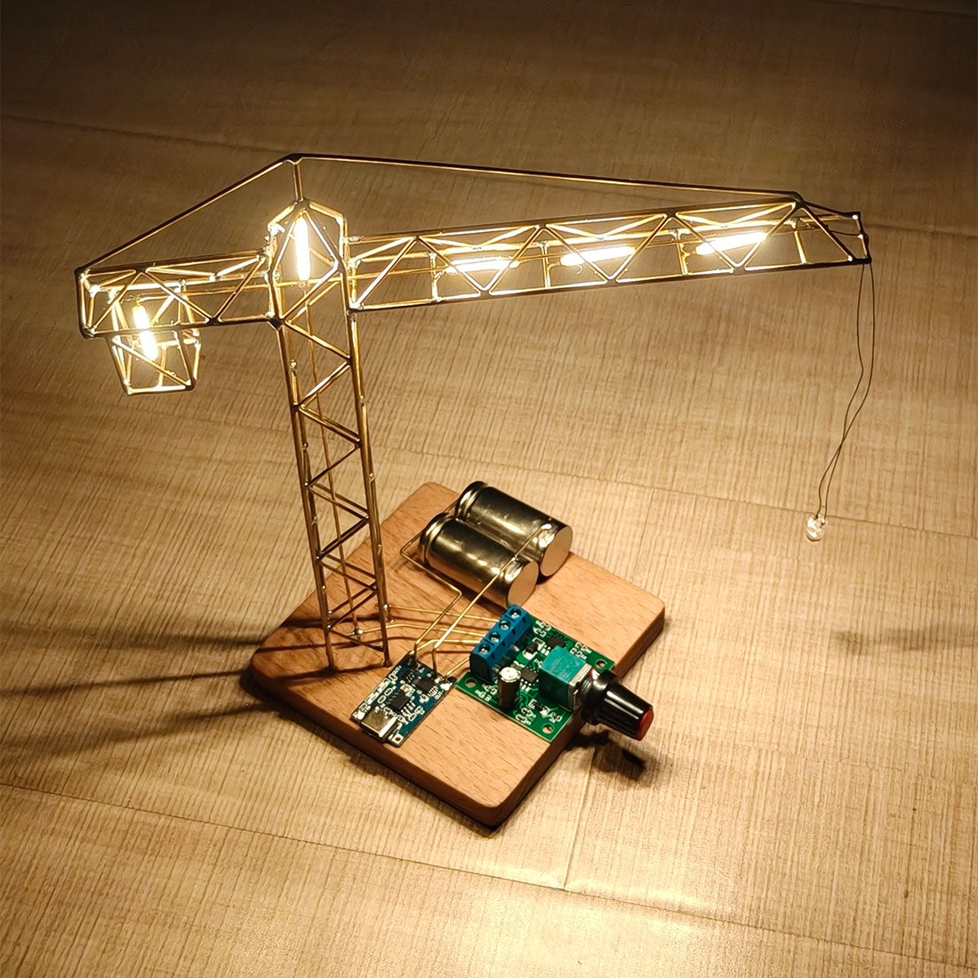Build Your Own Mini Tower Crane Desk Lamp Circuit Sculpture - stirlingkit