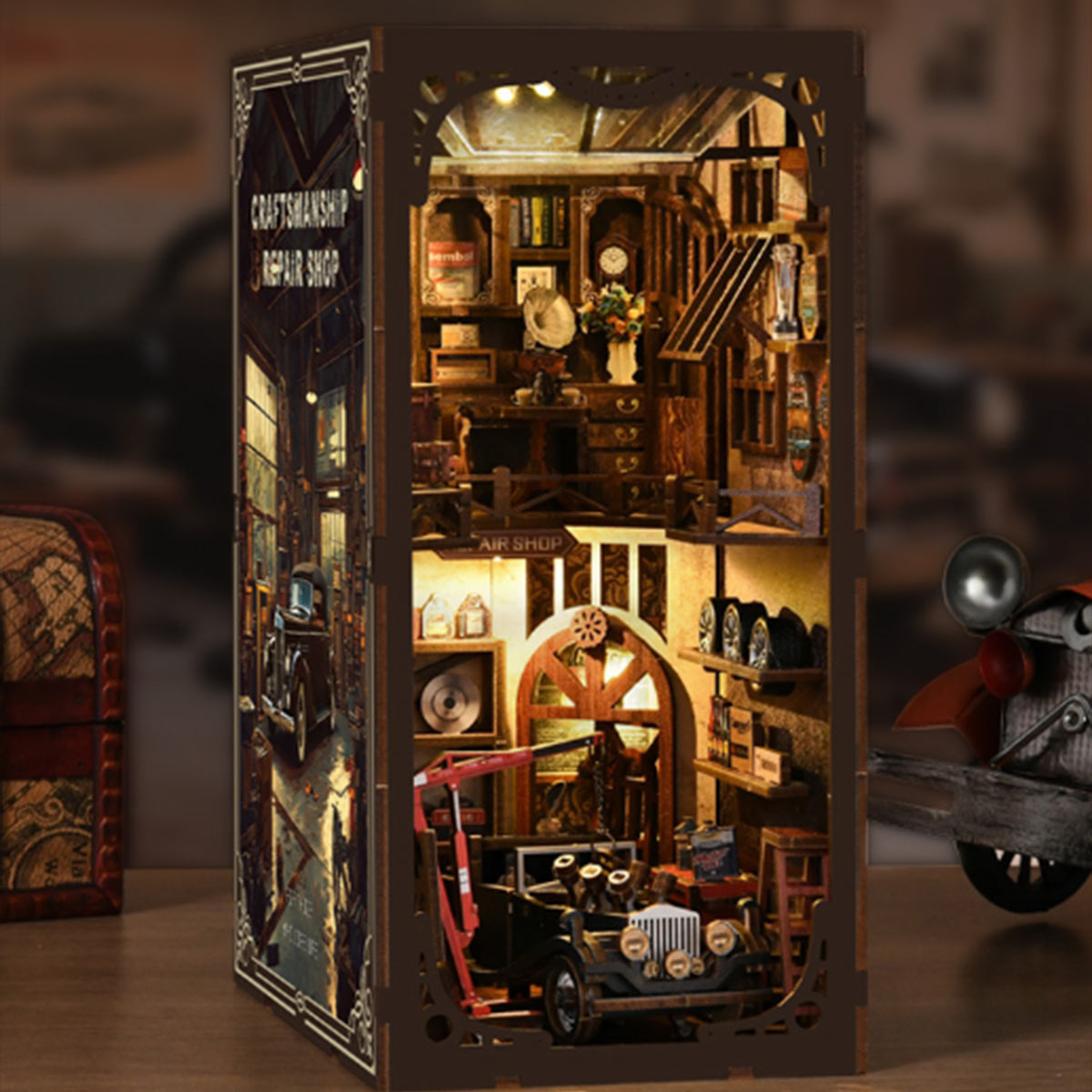 Build Your Own Miniature Mechanic Shop Garage – Auto Repair 3D Wooden House Book Nook Kit (374 PCS)