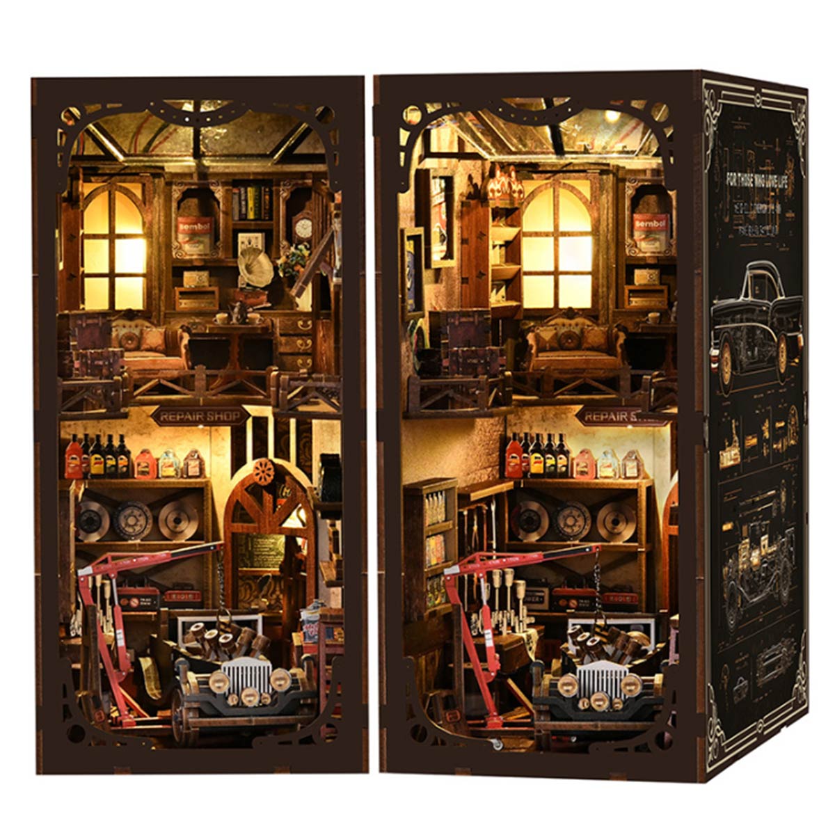 Build Your Own Miniature Mechanic Shop Garage – Auto Repair 3D Wooden House Book Nook Kit (374 PCS) - stirlingkit
