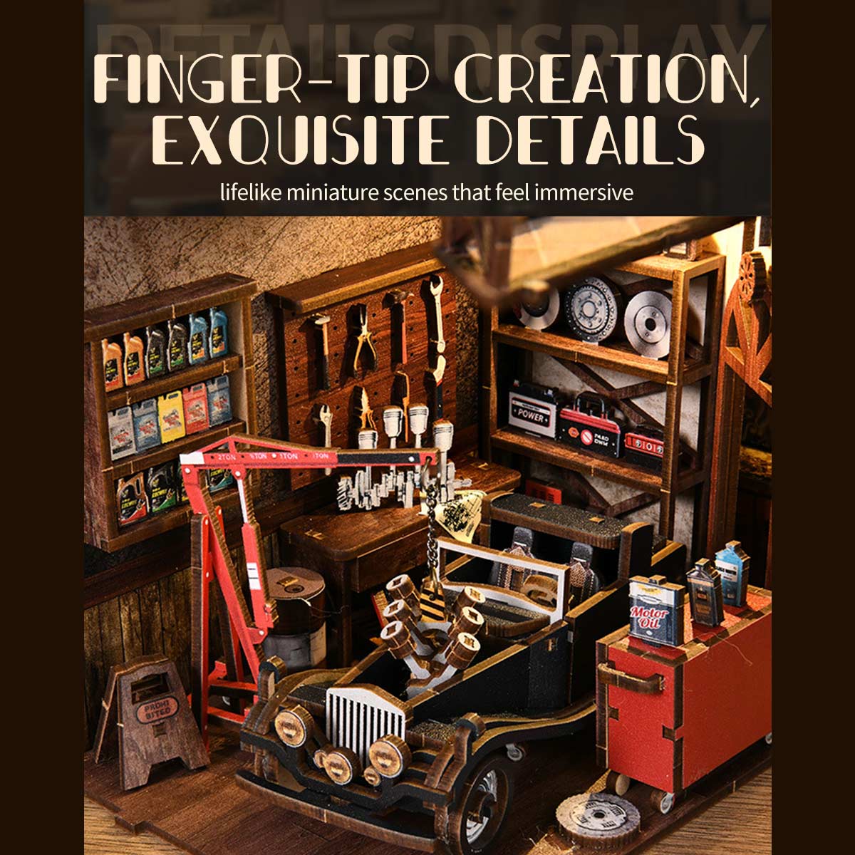 Build Your Own Miniature Mechanic Shop Garage – Auto Repair 3D Wooden House Book Nook Kit (374 PCS) - stirlingkit