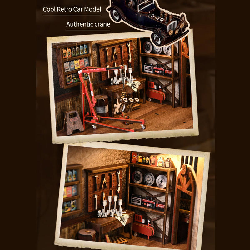 Build Your Own Miniature Mechanic Shop Garage – Auto Repair 3D Wooden House Book Nook Kit (374 PCS)