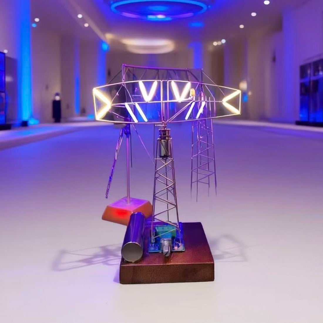 Build Your Own Retro Weather Radar Tower Circuit Sculpture Model Kits with LED Light - stirlingkit