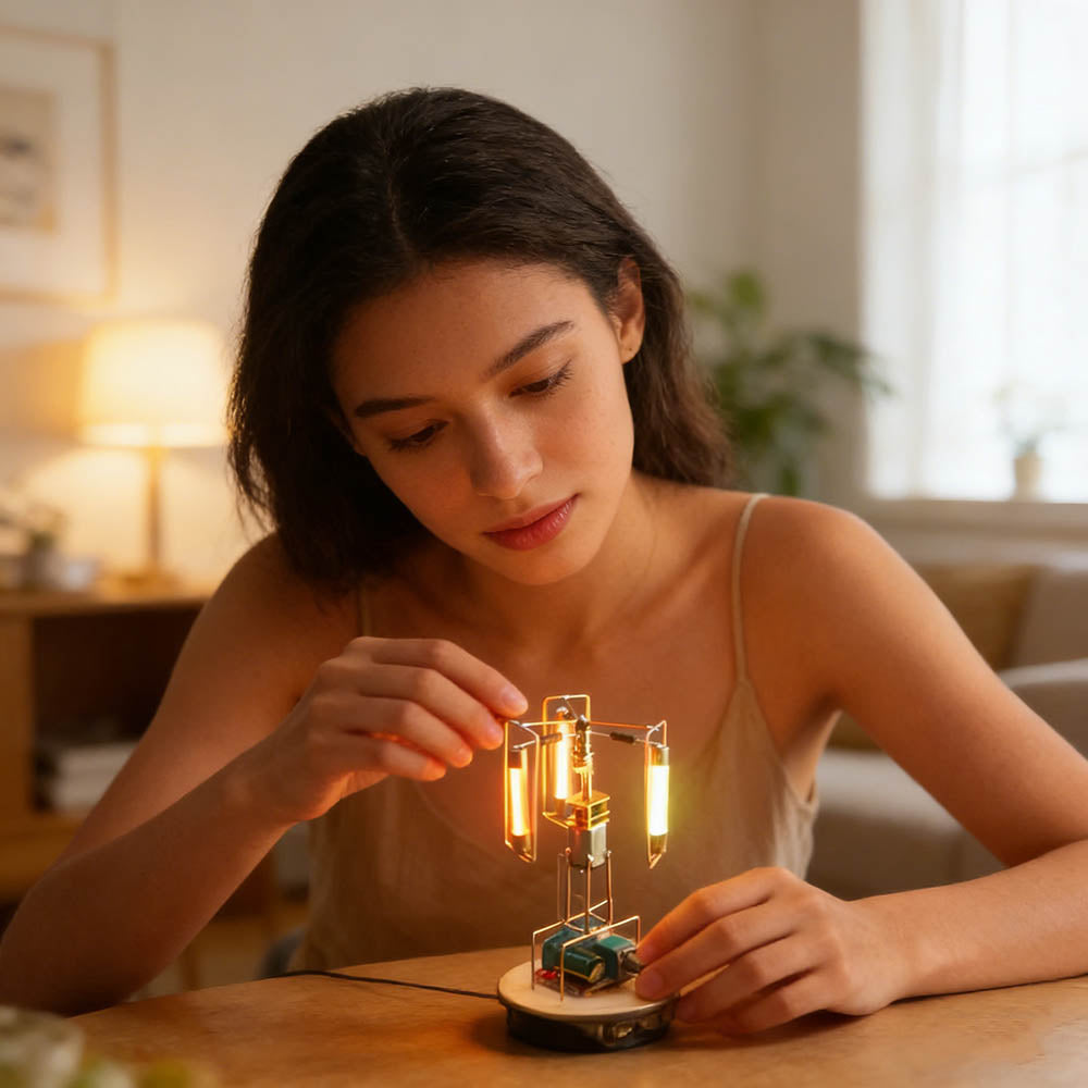 Build Your Own Rotatable Edison LED Light Tower Lamp Circuit Sculpture Model Kits - stirlingkit