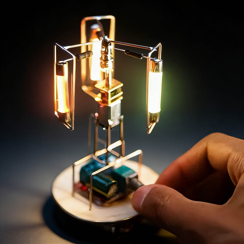Build Your Own Rotatable Edison LED Light Tower Lamp Circuit Sculpture Model Kits - stirlingkit
