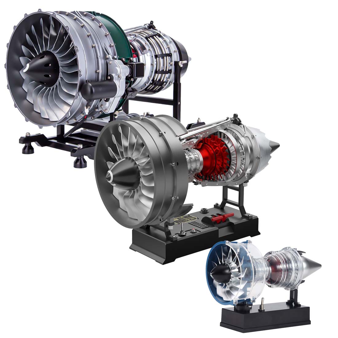 TECHING 1/12 Scale Dual Spool Cutaway Turbofan Engine Model Kits Build your Own Jet Engine Kit That Runs 300+pcs DM121 - stirlingkit
