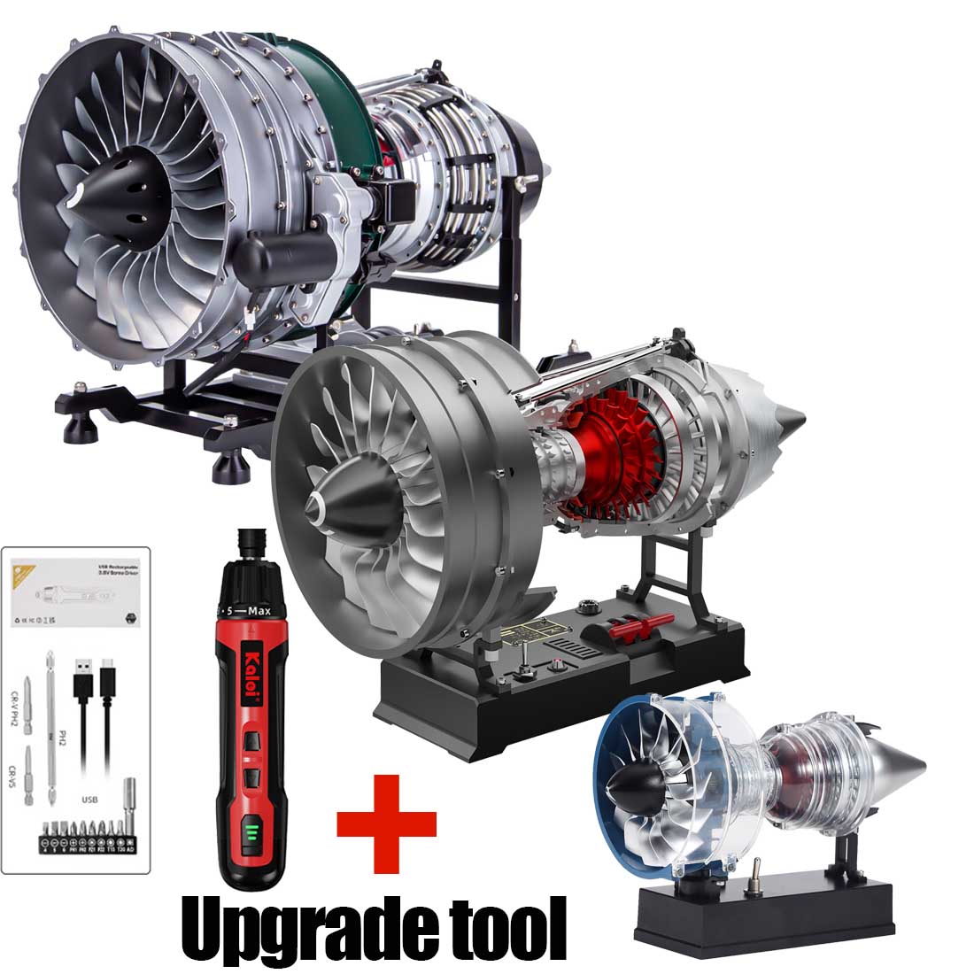 TECHING 1/12 Scale Dual Spool Cutaway Turbofan Engine Model Kits Build your Own Jet Engine Kit That Runs 300+pcs DM121