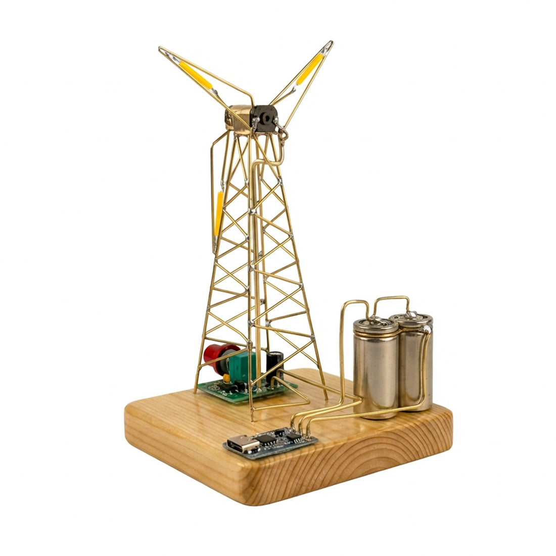 Build Your Own Windmill Desk Lamp DIY Kits Circuit Sculpture Model - stirlingkit