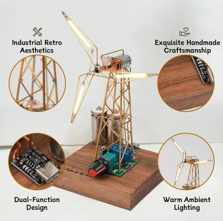 Build Your Own Windmill Desk Lamp DIY Kits Circuit Sculpture Model - stirlingkit