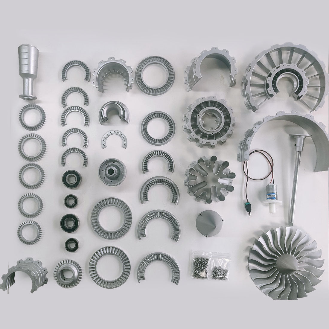 Building a 1/20 Working Jet Turbofan Engine Model Kit Silver - Stirlingkit