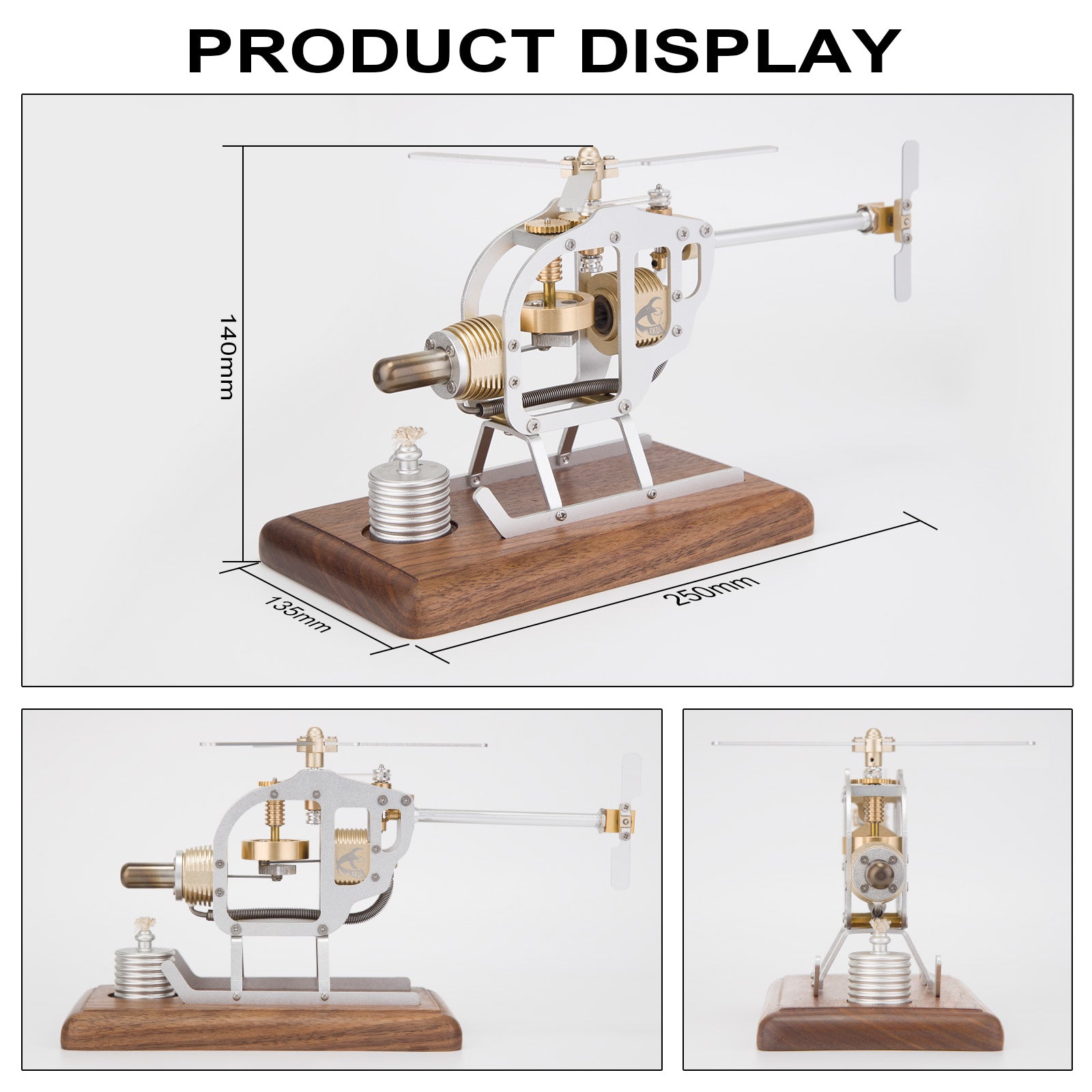 Building a Mini Stirling Helicopter Assembly DIY Kits STEM Model - stirlingkit