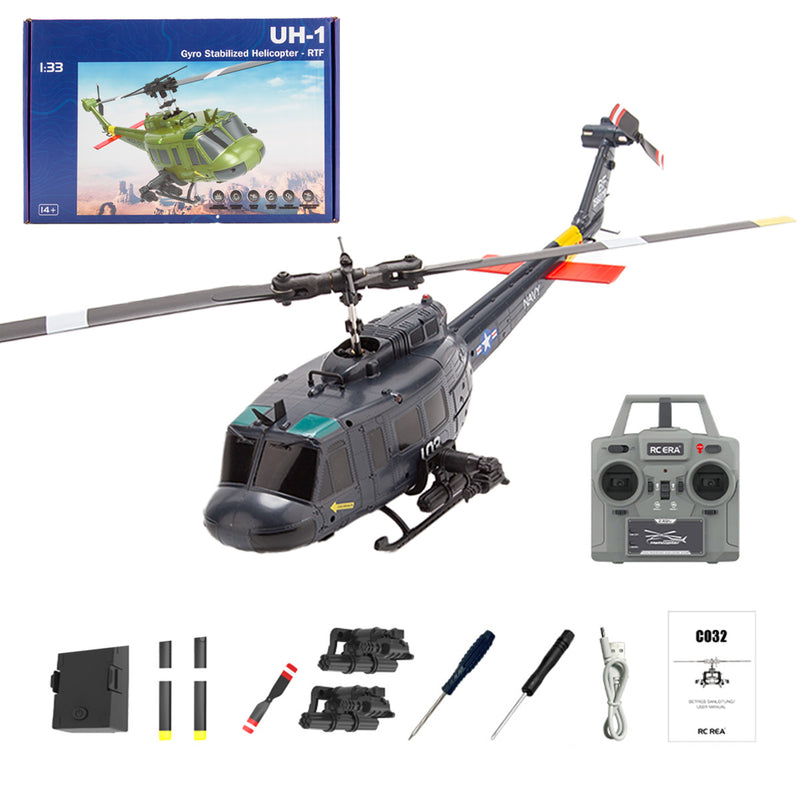 RC ERA C032 UH-1 Huey RTF 2.4G 6CH Flybarless 1/48 RC Helicopter Model for Beginner - stirlingkit