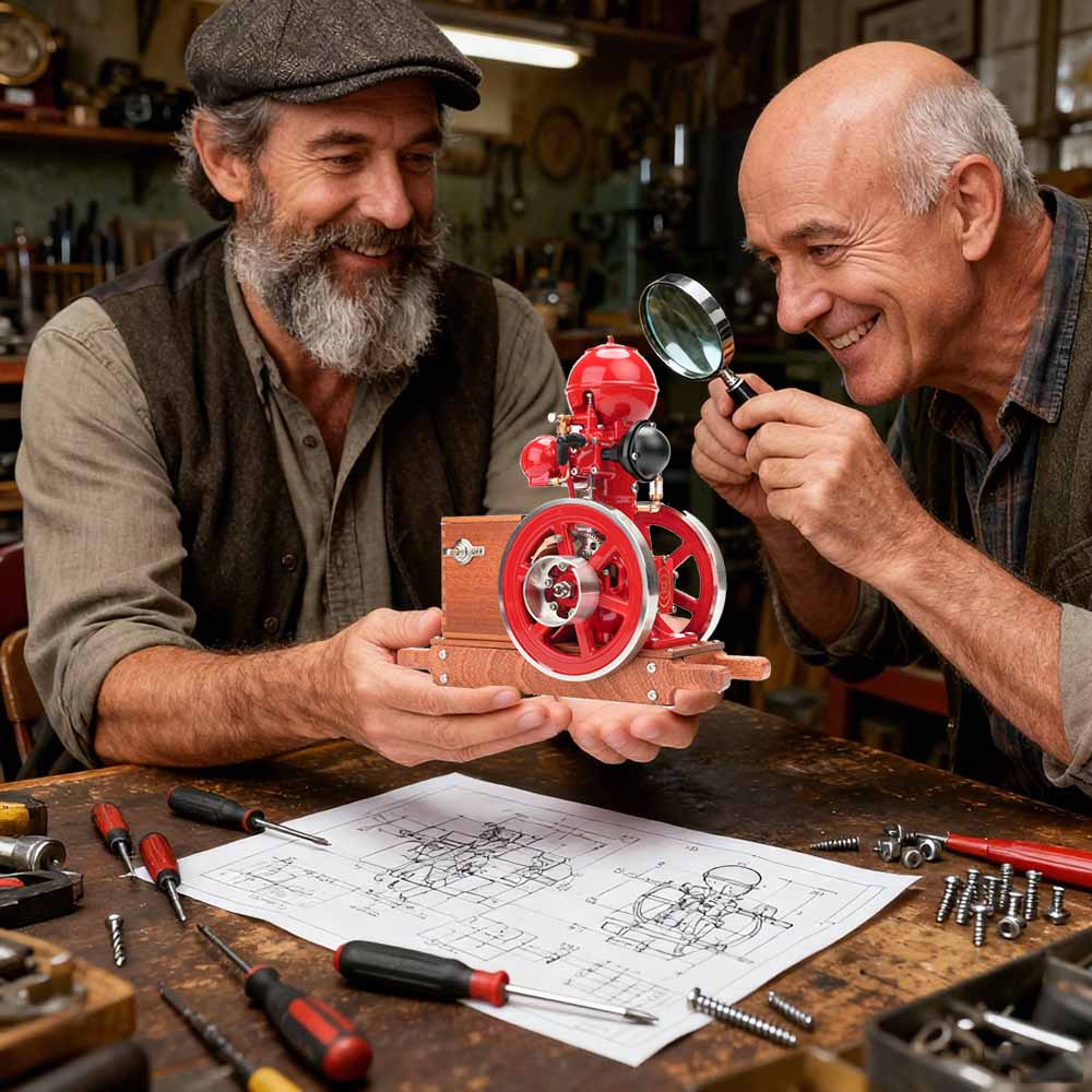 RETROL & OKMO B01 Ball Top Vertical Hit and Miss Engine Miniature Gas ICE Engine - stirlingkit